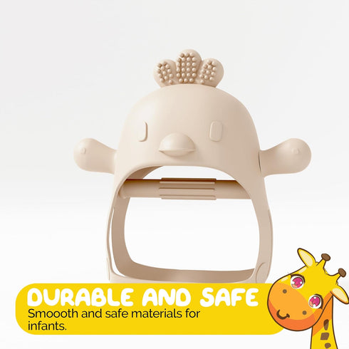 Beige Pacifier Teether Toy, Never Drop Baby Teether Wrist Wearable, Little Chick Newborn Toys by Muqee Peeko