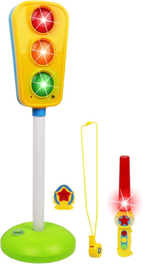 Kiddie Play Traffic Light Toy - Lights and Sounds for Kids Cars and Bikes