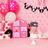 Black Glitter Minnie Inspired Happy Birthday Cake Topper with Pink Bows for Girls Birthday Party