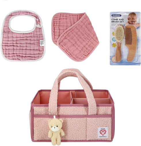 Bebe Bundle Diaper Caddy Organizer for Changing Table Nursery Storage Basket for Wipes, Diapers,