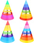 Rainbow Cone Party Hats for Kids & Adults - 12 Pack, 8 inch for Birthday Parties & Classroom Decorations