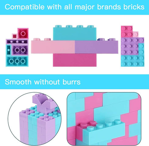 Classic Colors Building Bricks Set, 1000PCS Compatible with All Major Brands, Birthday Gift for Kids (Pink-Purple)