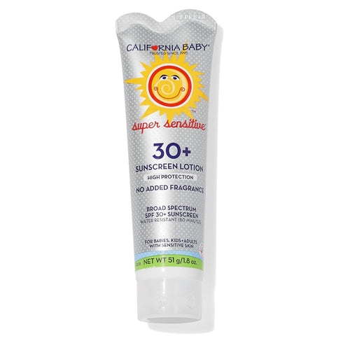 California Baby Super Sensitive SPF 30+ Sunscreen, 51 g / 1.8 oz - Hypoallergenic Unscented Mineral Protection
