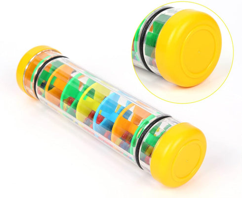 Rainmaker 8 inch Mini Rain Stick for Babies, Yellow Rattle Tube Shaker Music Sensory Toy