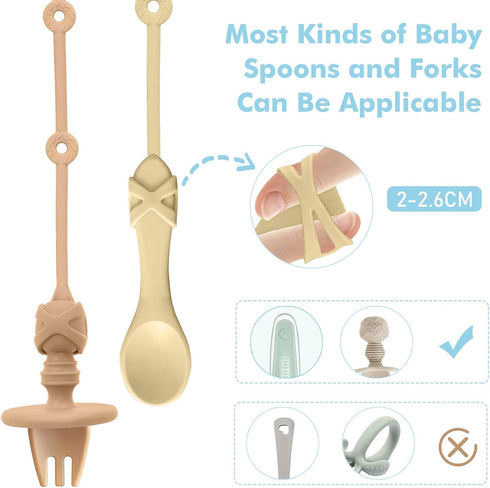 Gelinor Toddler Utensils Holder Strap, Baby Feeding Supplies to Keep Spoon Close at Hand, Off The Ground (Blue)