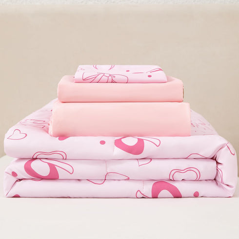 4 Set Set URBONUR Piece Toddler Bedding - Soft and Breathable Crib Bedding for Girls, Includes Comforter, Fitted Sheet