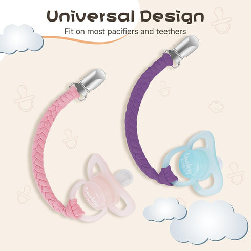 Pokipaw 6 Pack 100% Pacifier Clip for Boys and Girls Baby Pacifier Holder Leash Handmade Braided Fits All Pacifiers