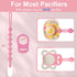 4-Pack Dummy, Dummies, Silicone Pacifier Clip with Adapter Ring Fits MAM Soft Flexible Binky Holder for Button-Style