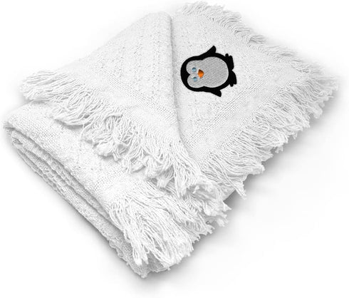 Fastasticdeals Custom Embroidery Nursery Bedding Baby Blankets for Boys & Girls Penguin
