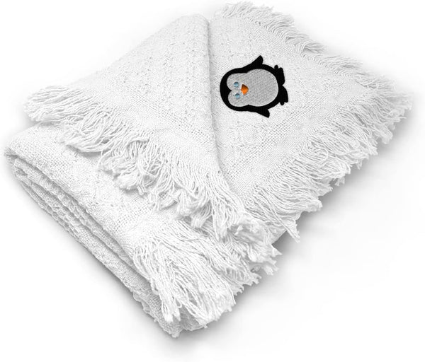 Fastasticdeals Custom Embroidery Nursery Bedding Baby Blankets for Boys & Girls Penguin