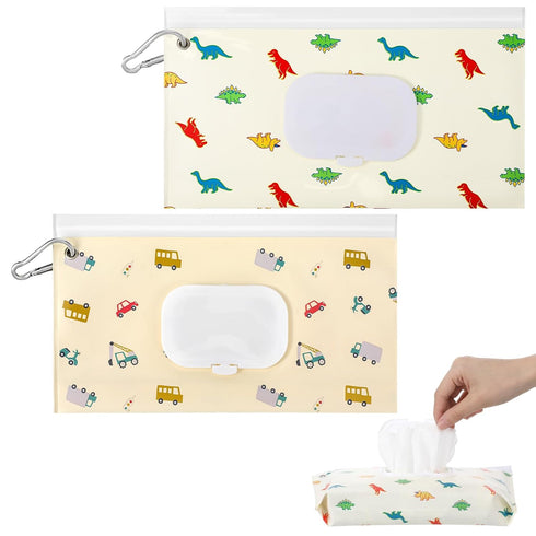 Mabor 2 Pcs Baby Wipes Dispenser, Portable Refillable Wet Wipes Holder for Travel,