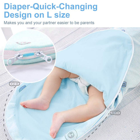 Baby Swaddle Blankets - Unisex Wrap for Newborn Baby Boys Girls, Skin Friendly Sleep Sack (Button, Blue)