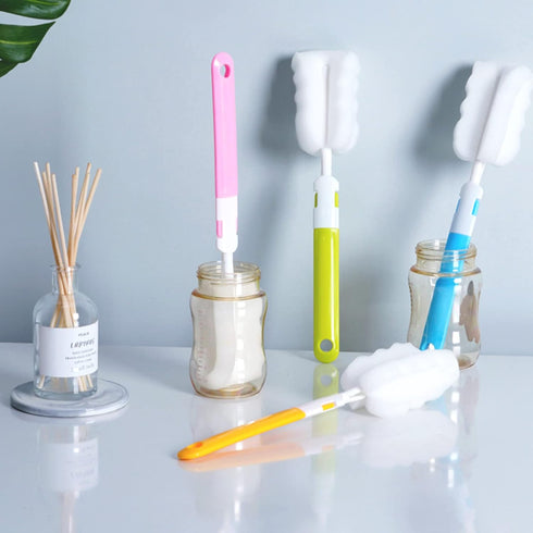 Set 4 (4 4 Bottle Brush Sponge Cup Brush with Replacement Brush Head Portable Long Handle Water Bottle Cleaner Brush