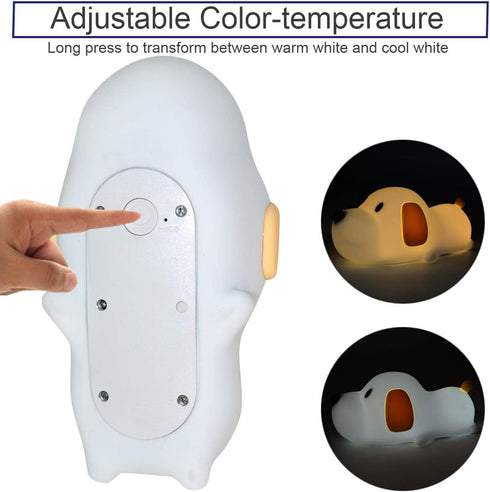 Silicone LED Papa Puppy Night Light - Touch Sensor Switching Night Lamp, Safe SIL+ABS, Sleep Timer for Kids