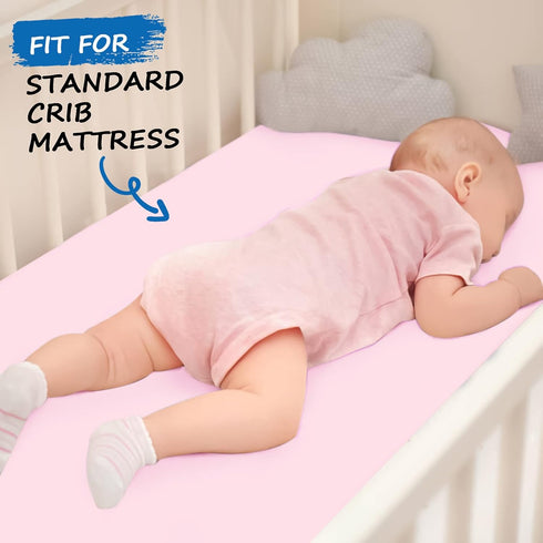 Baby Crib Sheets for Girls, 2 Pack Fitted Crib Sheet for Standard Crib Mattress & Toddler Bed Mattress, Snug Fit Soft