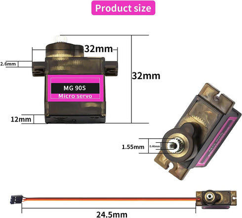 MG90S 9G Project(6PCS) Servo, Helicopter QC Module Servo Motor Metal Gear Micro Servo Motor Smart Robot Helicopter