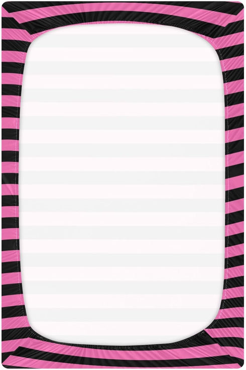 Pigsaly 27x39 Inch Crib Sheets Hot Pink Black Stripe Baby Sheet for Standard Crib Mattress Boys Girls Toddler Bed