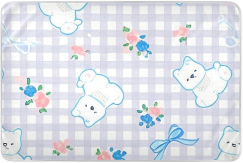 siphylline Cartoon Cute White Dog Plaid Extra Large Resuable Potty Training Pee Pad