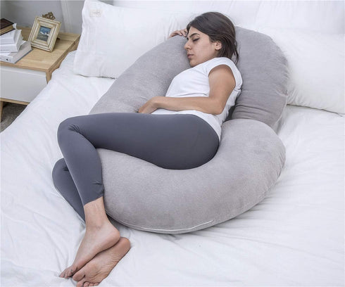 1 MIDDLE ONE C Shaped Pregnancy Pillowcase, Breathable Velour Replacement Cover with Zipper for Maternity Pillow, Cover