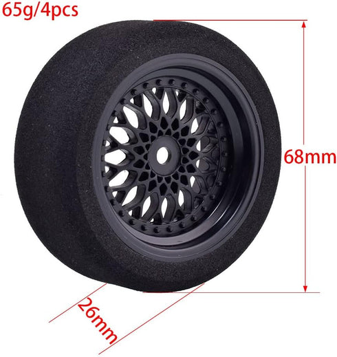 4Pcs On-Road Foam Tires & 9003 Wheel Rims 12mm Hex for HSP HPI RC Racing Car Toy, Gold