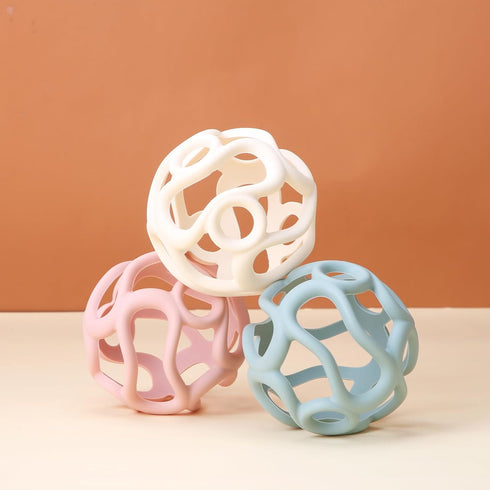 Silicone Teething Ball Toy, Tactile Sensory Ball Toy for Babies, Easy to Hold Design, Stretchy, Squisly, Soft (Milky