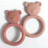 Silicone Baby Teether, Easy to Hold Teething Toy Ring for Babies, BPA Free (Power Rose + Dusty Lilac)