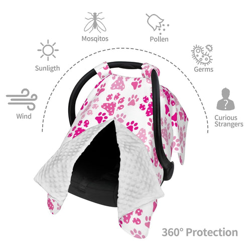Hcpwzrf Dog Paw Print Heart Pink Baby Car Seat Cover & Nursing Cover - Breathable Stretch Multi-Use Cover