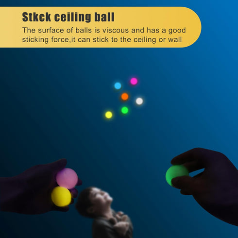 FauKait 6pcs-2.4in Dream Balls,Glow in The Dark Sticky Balls That Stick to The Ceiling,Stress Balls for Kids