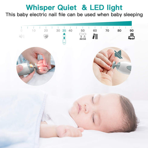 Trimmer 10 Baby Nail Electric Baby Nail File with LED Light Grinding Heads Baby Nail Clippers Safe Quiet Nail Care Kit