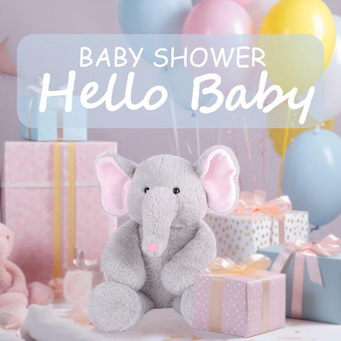 Elephant Teddy Bear Stuffed Animals, Plush Elephant Toys with Pink Ears for Girls Boys Kids Babies Shower Bedtime