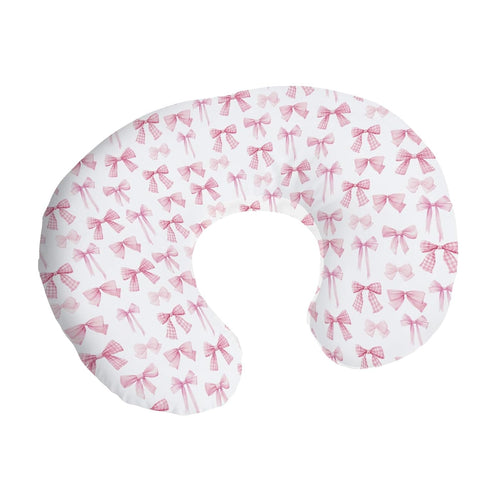 Cstdyfrv Pastel Pink Bows Plaids Nursing Pillow Covers Watercolor Valentines Bows Removable Breastfeeding Slipcover