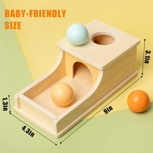 Busy Edition Montessori Toys for Babies 6-12 Months, Object Permanence Box Wooden Ball Drop Toy for Toddlers