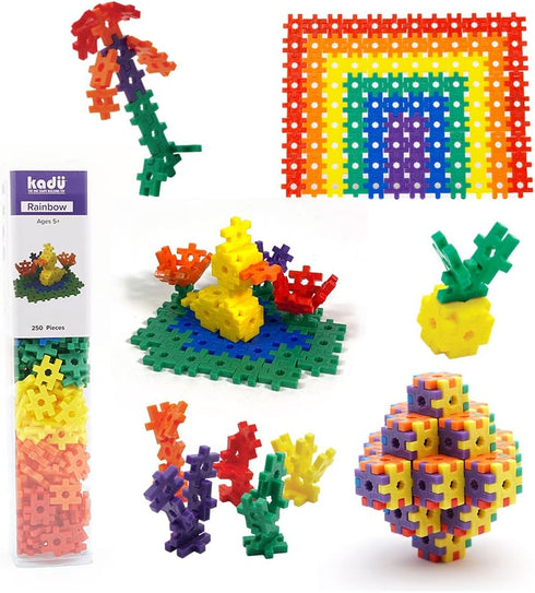 KADU Rainbow 250 Piece Set, STEM/STEAM Building + Construction Toy for Open + Imaginative Play Ages 5+