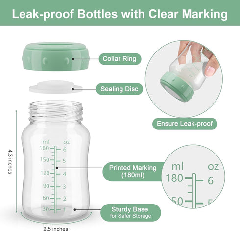 4PCS Momcozy 22oz Breastmilk Storage Bottle Compatible with Spectra/Motif Luna/afontoto Flange, Breast Milk Container