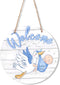 Penitue Baby Welcome Sign, Gender Reveal Wooden Hanging Hello World Wreath Newborn Name