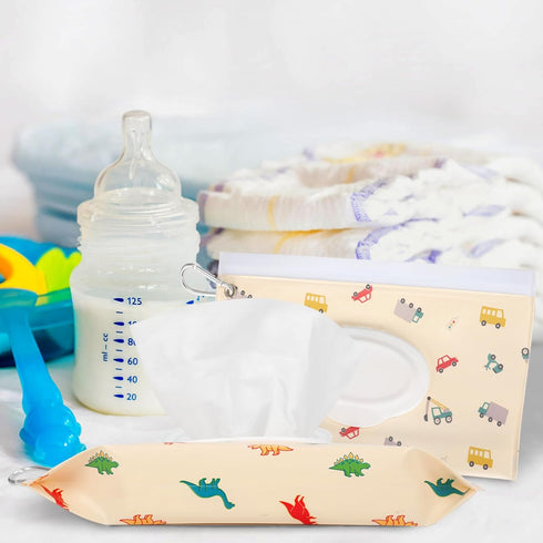 YAHUIPEIUS 2Packs Baby Wipes Dispenser Portable Baby Wipe Holder Refillable Wet Wipes Container Reusable Travel Wipes