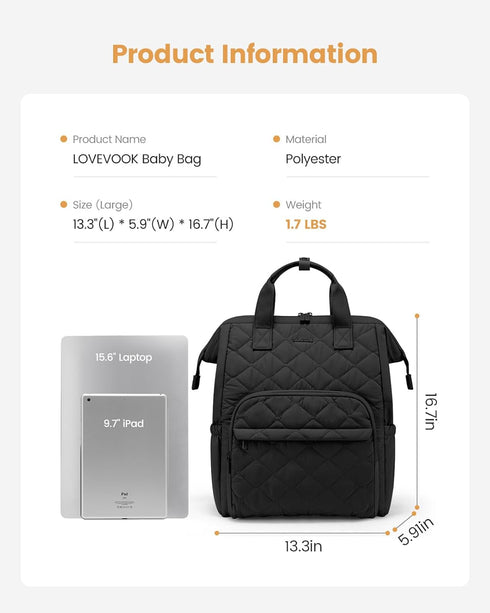 Backpack, Backpack LOVEVOOK Diaper Bag Baby Bag for Girl Boy with Changing Pad, Diaper for Mom Dad with Stroller