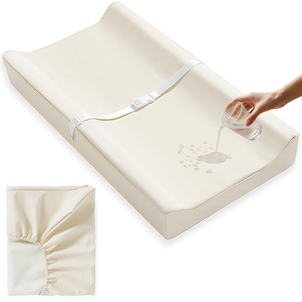 ATONGQI Vegan Leather Baby Changing Pad Covers for Girl, Boy, Waterproof & Wipeable