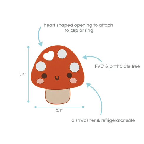 Pearhead Mushroom Silicone Baby Teether, BPA Free Teething Toy for Babies 0+ Months, Gentle Relief