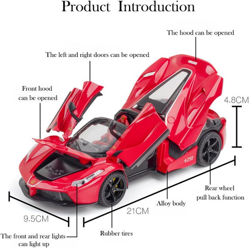 Toy Cars Model Ferrari Roadster, 1/24 LaFerrari Die-cast Vehicle with Sound and Light