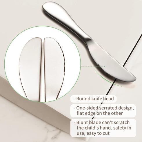 EIUBUIE Kids Silverware Set, 18/10 Stainless Steel Toddler Utensils, Safe Reusable Cutlery Flatware, 4 Piece Mirror