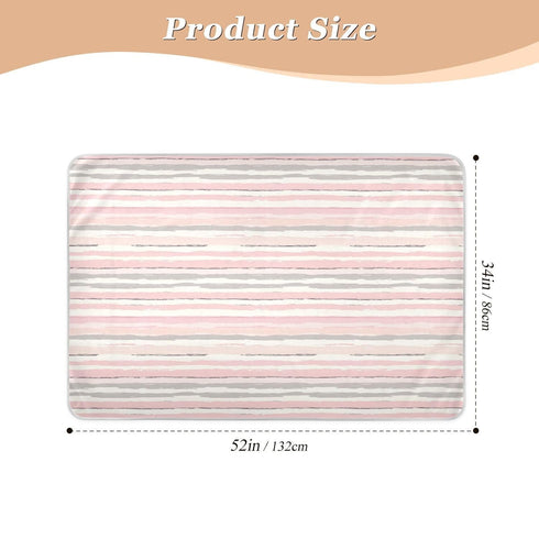 siphylline 52" 34" Pink and Light Gray Stripe Pattern Doodle Art Extra Large Resuable Potty Training Pad Soft Absorbent