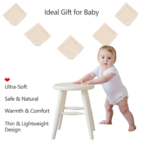 10-Pack Organic Cotton Baby Washcloths | Ultra-Soft Newborn Face Bath Towel - Reusable Baby Wipes for Delicate Skin