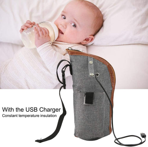 wosume Milk Heater, USB Heating Bag Bottle Heated Cover, Car Milk Heater Milk Warmer, Foldable for Travel for Baby