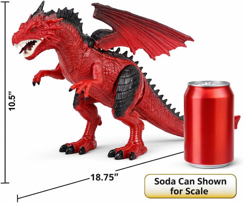 18 Liberty Imports Walking Dragon Toy - Interactive Robotic Fire Dragon Large Battery Operated Figure with Flapping