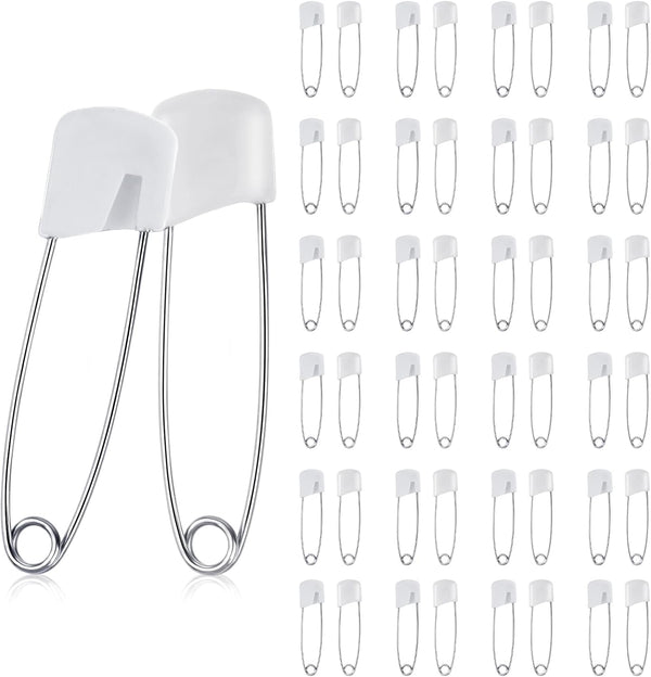 LIQWEI 50 Pcs Diaper Pins, 2.2 Inch Plastic Head Safety Pin with Safe
