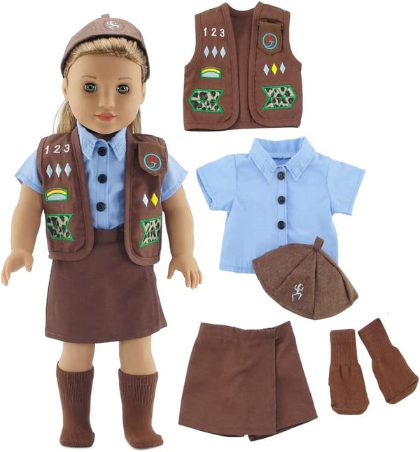 Emily Rose 18-inch Doll Clothes Modern 4-Piece Girl Scout Brownie-Inspired Uniform, Gift Boxed!