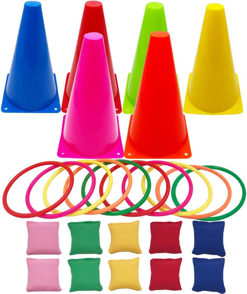 3 1 Set, in Carnival Games Soft Plastic Cones Cornhole Bean Bags Ring Toss Games For Carnival Kids Birthday Party