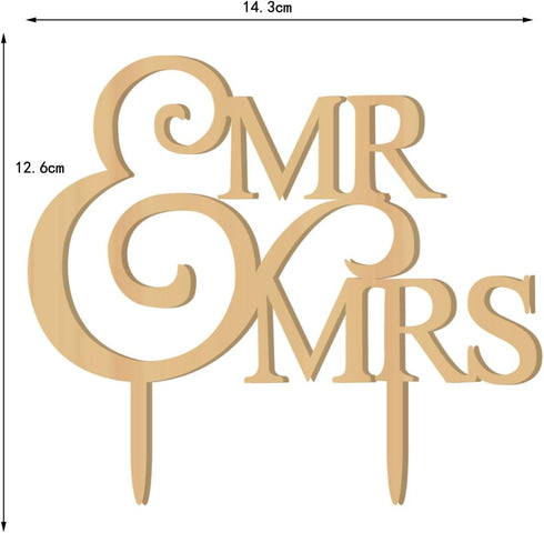 Mr and Mrs Wedding Cake Toppers, Wood Party Cake Decoration for Bride and Groom