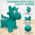 Green Dinosaur Bounce & Ride-on Inflatable Hopper Toy for Toddlers with Pump